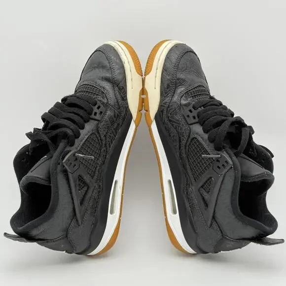 Nike Air Jordan 4 Retro GS 'Laser Black Gum' Youth Size 7 - Picture 8 of 13